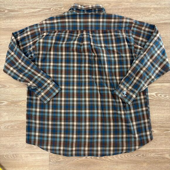 Viyella Check Regular Fit Men Blue Gray Flanel Wool Cotton Shirt sz XXl - Picture 2 of 9